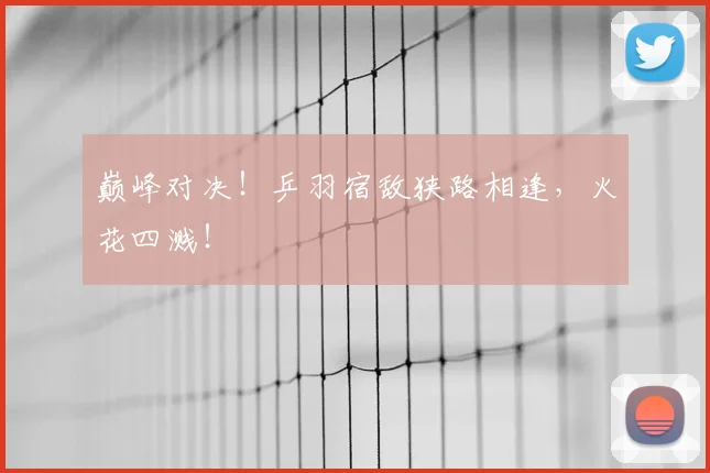 巅峰对决!乒羽宿敌狭路相逢,火花四溅!